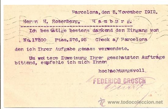 Sellos: Entero Postal  Barcelona - Hamburgo 1912 - Foto 2