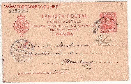 Sellos: Entero postal de 1902 circulado en 1904 - Foto 1
