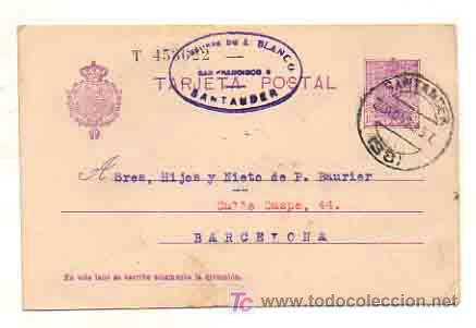 Sellos: ENTERO POSTAL. MATASELLOS SANTANDER. 1928. - Foto 1
