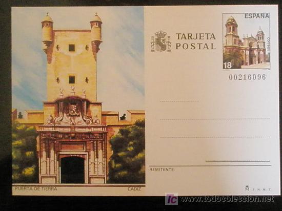 Sellos: ENTERO POSTAL./CADIZ.PUERTA DE TIERRA. - Foto 1