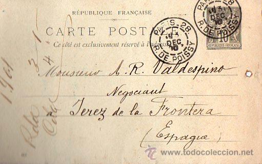 Sellos: ENTERO POSTAL REP&Uacute;BLICA FRANCESA, 1901 - Foto 1