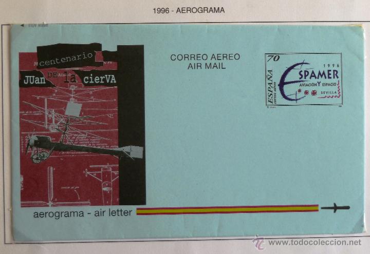 Sellos: AEROGRAMA CENTENARIO JUAN DE LA CIERVA. 1996. - Foto 1