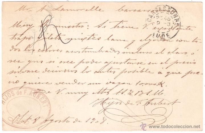 Sellos: ENTERO POSTAL OLOT GERONA A FRANCIA 1908 - Foto 2