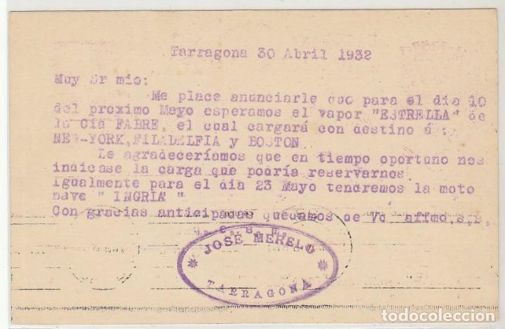 Sellos: 69. MATRONA. TARRAGONA a REUS. 1932 - Foto 2
