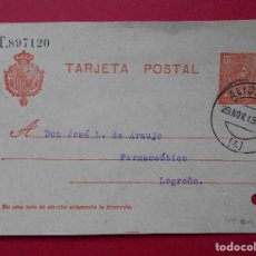 Sellos: ENTERO POSTAL ALFONSO XIII - AÑO 1913 - VDA DE JOSE TORRAS HERP DE ALICANTE A LOGROÑO ... R-5721. Lote 85162928