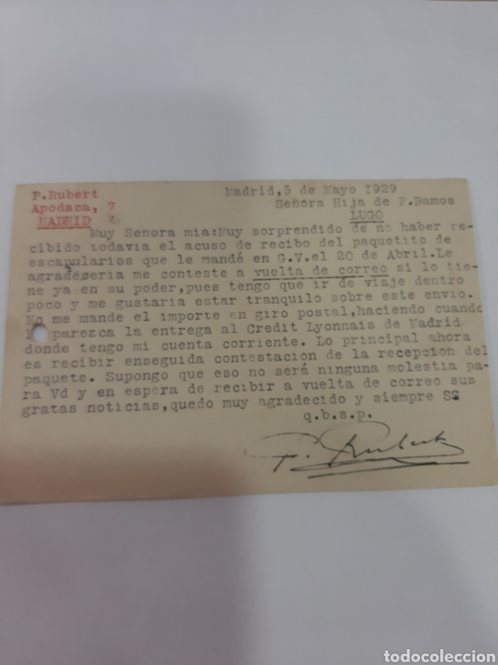 Sellos: 1929 Madrid P.Rubert dirigido a Lugo - Foto 2
