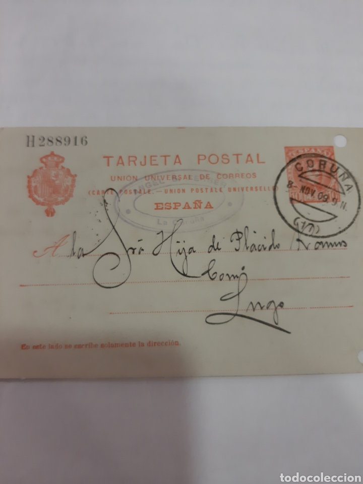 Sellos: 1909 La Coru&ntilde;a &Aacute;ngel Ferrer dirigido a Lugo - Foto 1