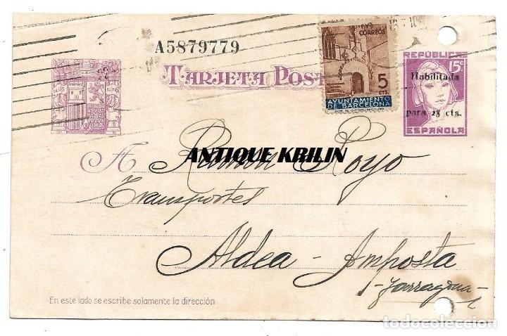 Sellos: ENTERO POSTAL CIRCULADA 1937 - Foto 1