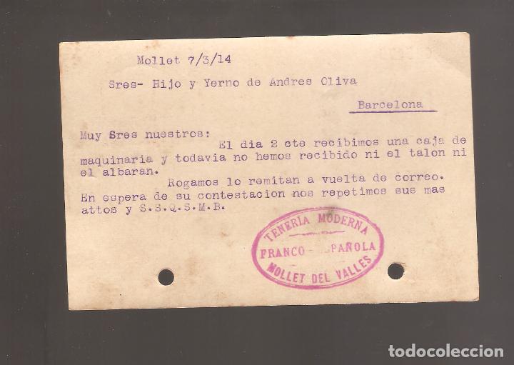 Sellos: 1 postal circulada  a&ntilde;o 1914 - Foto 2