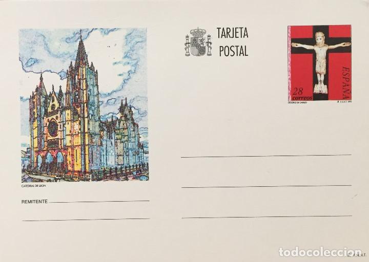 Sellos: TARJETA POSTAL CATEDRAL DE LEON 1993 - Foto 1