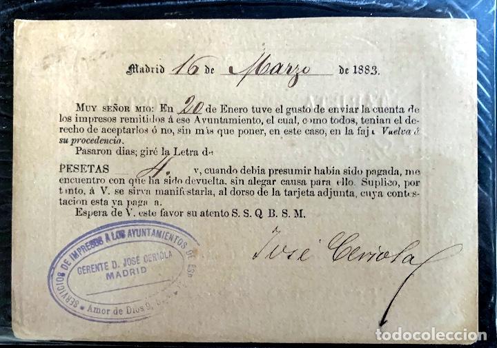 Sellos: ESPA&Ntilde;A. ENTERO POSTAL 12CF. 1883. - Foto 2