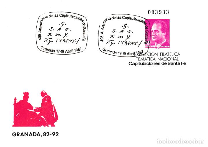 Sellos: ESPA&Ntilde;A.- SOBRE ENTERO POSTAL GRANADA '92 MATASELLADO