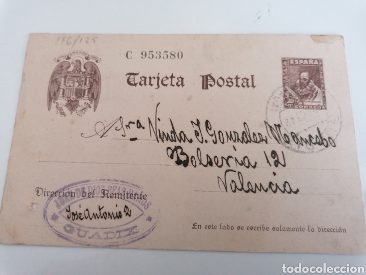 GUADIX. GRANADA. JUAN DE DIOS BEAS RAMOS. ENTERO POSTAL A VALENCIA. 1942 (Sellos - España - Entero Postales)