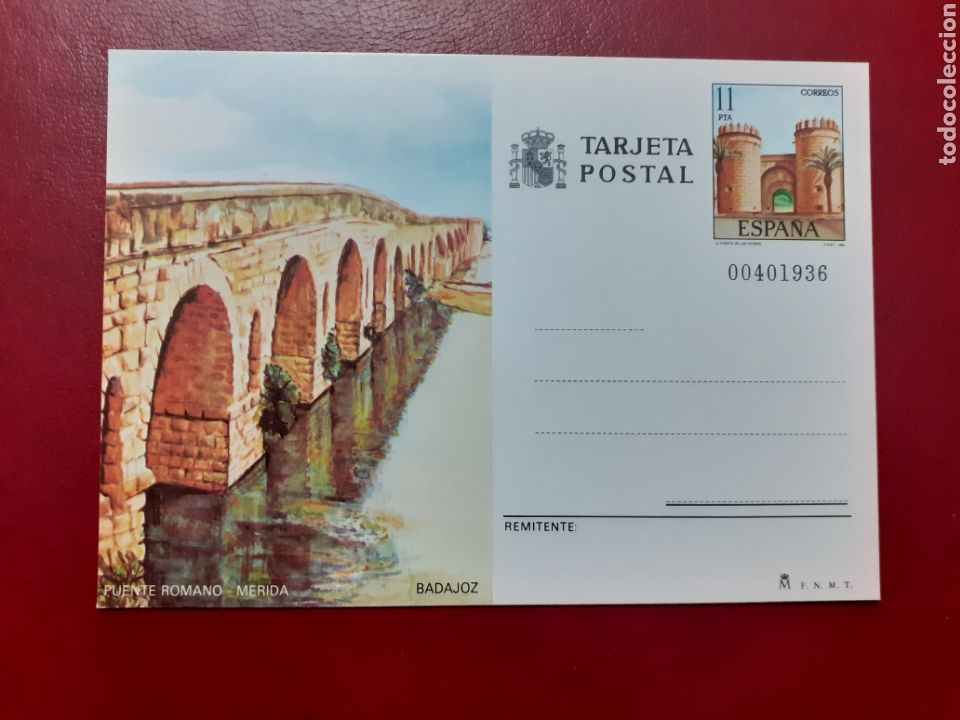 Sellos: Entero postal Badajoz puente romano M&eacute;rida - Foto 1