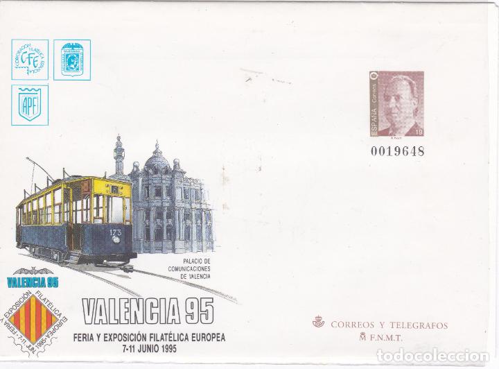 Sellos: ESPA&Ntilde;A.- SOBRE ENTERO POSTAL N&ordm; 28 DE VALENCIA 95 TRANVIAS