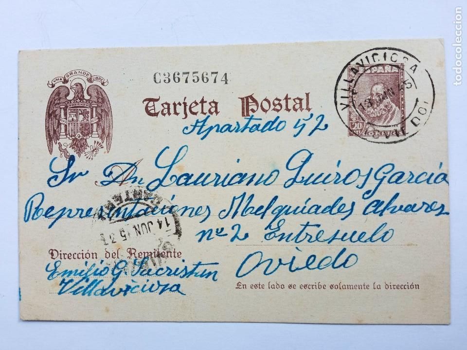 Sellos: ENTERO POSTAL 1945 ASTURIAS - Foto 1