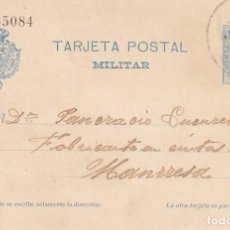 Selos: ENTERO POSTAL MILITAR -ALFONSO XIII NUM. 1 - RESPUESTA - 1922 ORIGEN REUS A BARCELONA. Lote 361802220