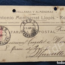 Sellos: ENTERO POSTAL - REUS TARRAGONA - ANTONIO MONTSERRAT LLOPIS - AVELLANAS ALMENDRAS - 1911 - MONTLLOPIS