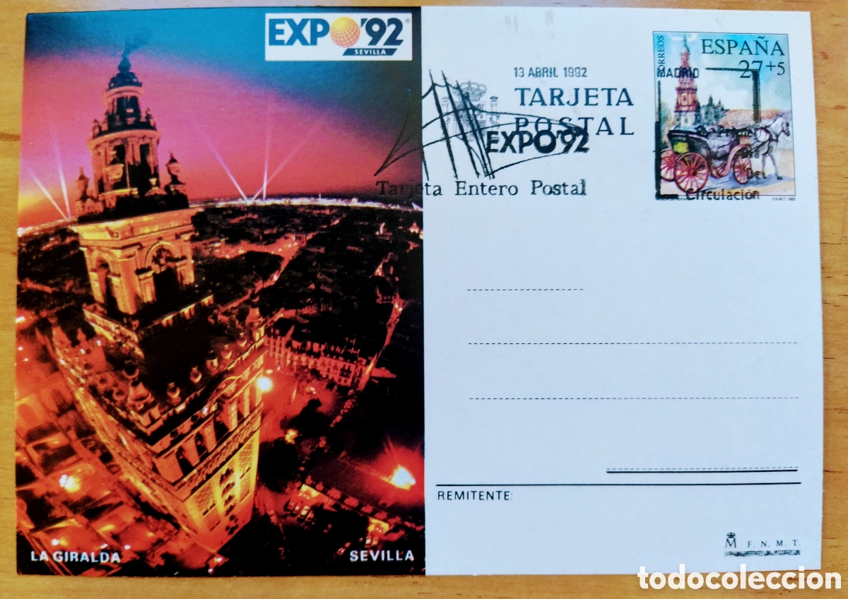 Sellos: Tarjeta postal 1992 matasello 1 Dia - Foto 1