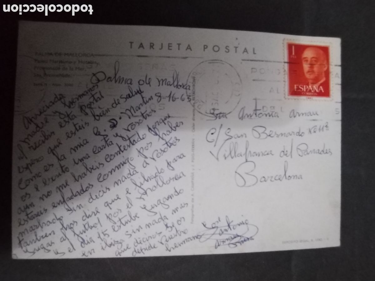 Sellos: POSTAL CON SELLOS a&ntilde;o 1975 - Foto 1