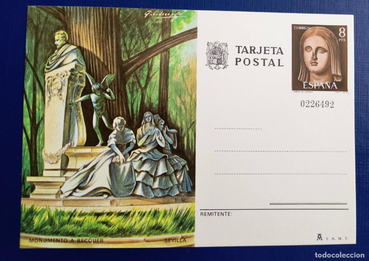 Sellos: TARJETA POSTAL MONUMENTO A B&Eacute;CQUER - SEVILLA - Foto 1