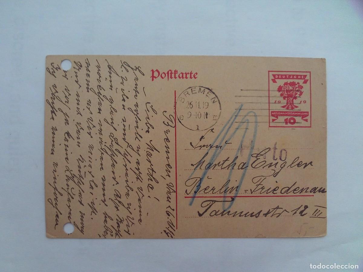 Sellos: (2)POFTKARTE ALEMANIA CIRCULADO 1919
