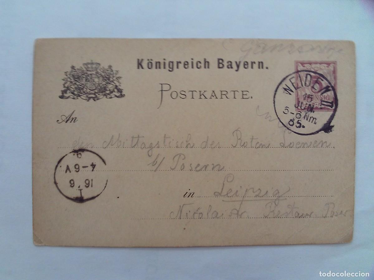 Sellos: (4)POSTKARTE BAYERN 1885 CIRCULADA