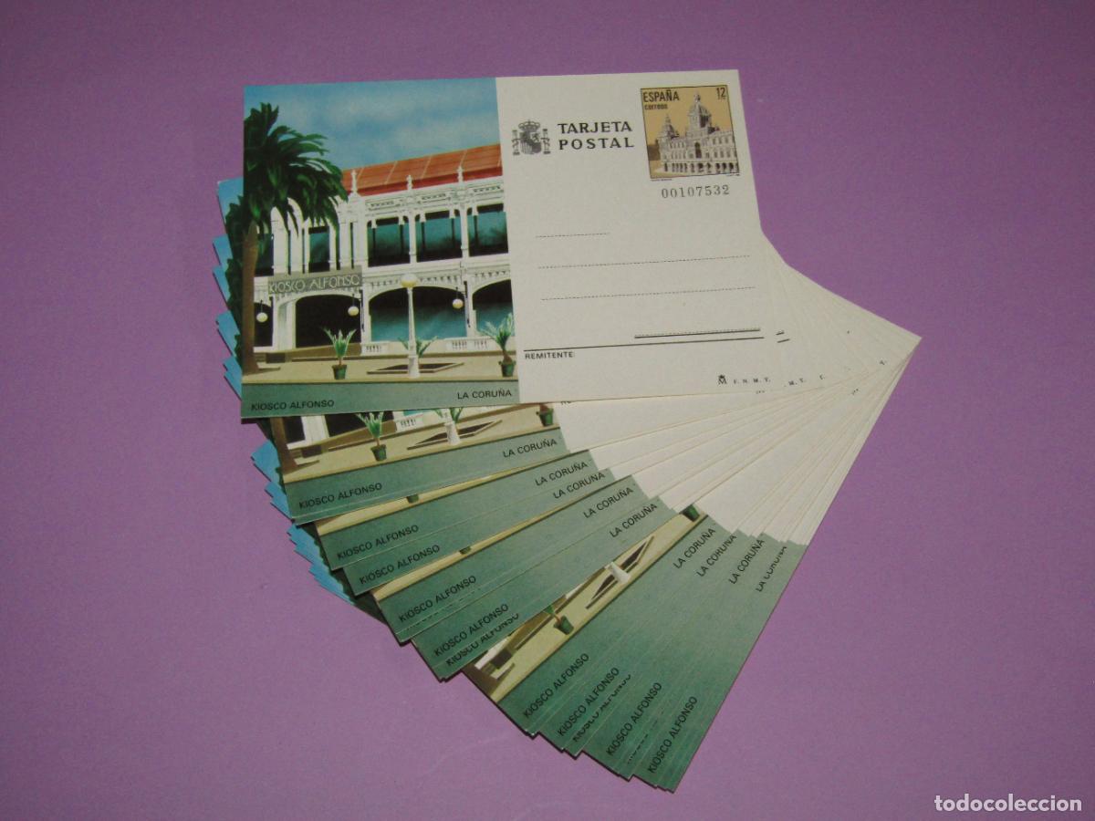 Stamps: Lote de 22 Entero Postales KIOSCO ALFONSO - LA CORU&Ntilde;A de 1985