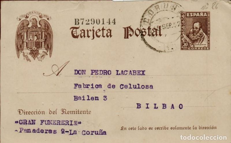 Sellos: FA4702. Tarjeta postal dirigida de Coru&ntilde;a a Bilbao - Foto 1