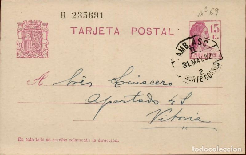 Sellos: FA4637. 1932, Tarjeta postal dirigida a Vitoria - Foto 1