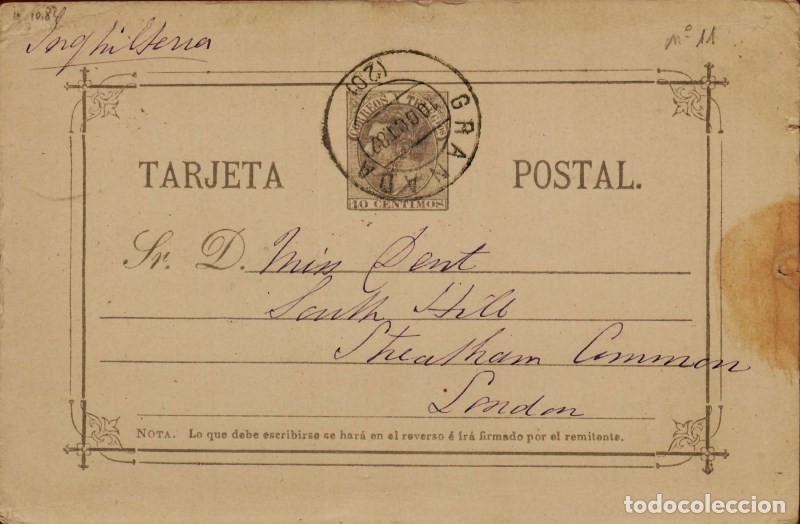 Sellos: FA4566. 1882, Tarjeta postal dirigida de Granada a Londres - Foto 1