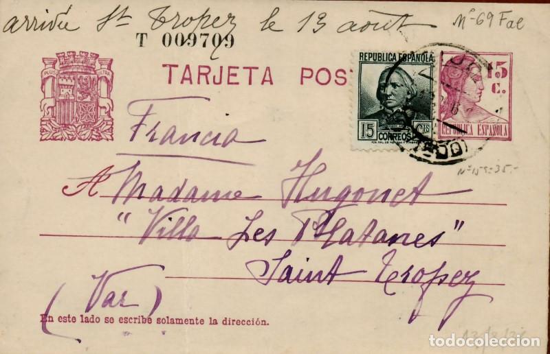 Sellos: FA4663. Tarjeta postal dirigida a Saint Tropez (Francia) - Foto 1