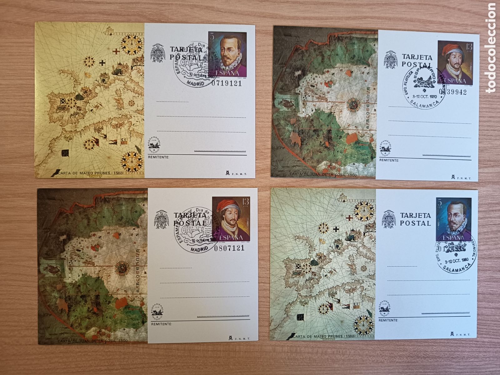 Sellos: TARJETAS ENTERO POSTAL 121 Y 122. MATASELLO ESPECIAL. ESPAMER 80. SALAMANCA Y ESPAMER DIA DE AMERICA