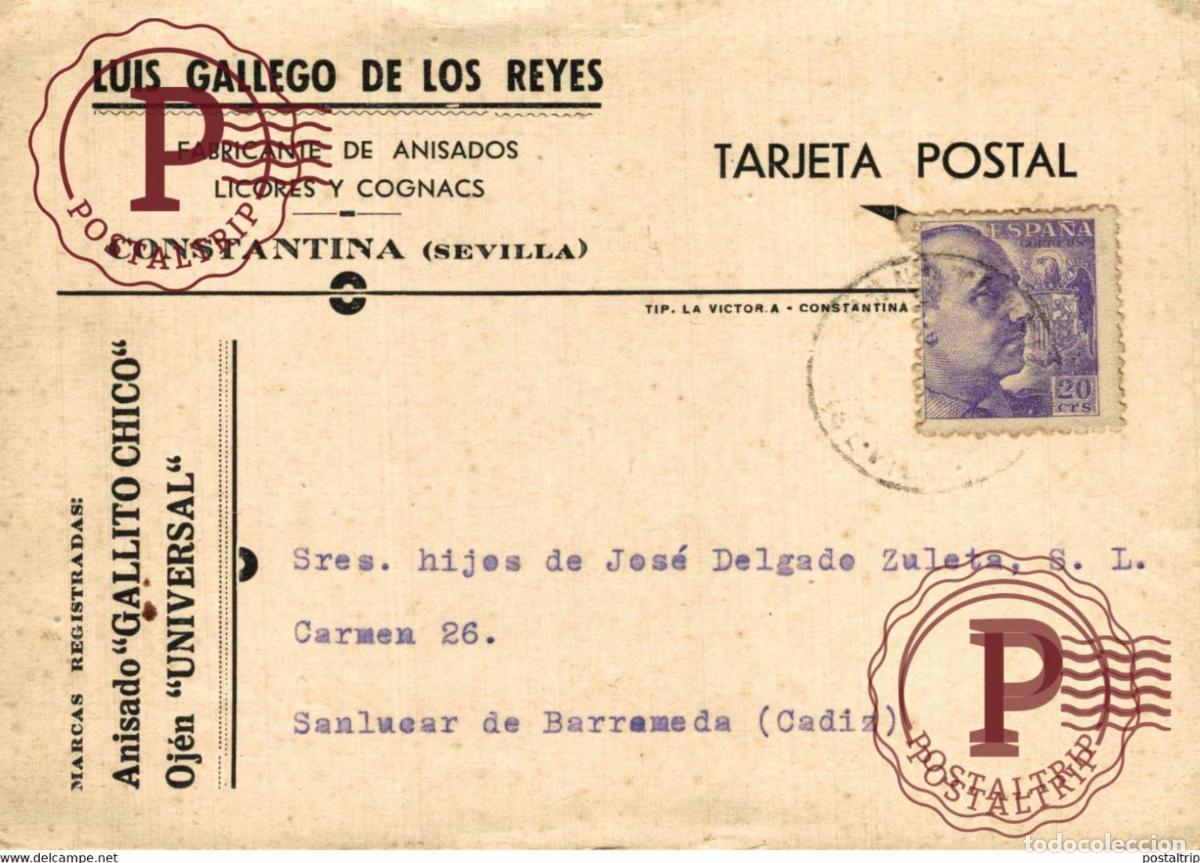 Timbres: TARJETA POSTAL CONSTANTINA. SEVILLA. LUIS GALLEGO DE LOS REYES
