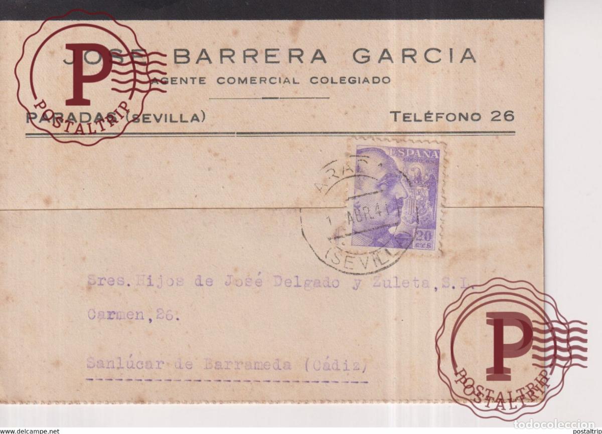 Francobolli: TARJETA POSTAL JOSE BARRERA GARCIA. PARADAS. SEVILLA