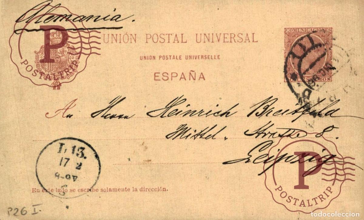 Sellos: ESPA&Ntilde;A. SPAIN. SELLO DEL PELON, ENTERO POSTAL 1896