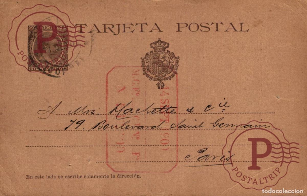 Sellos: ESPA&Ntilde;A. SPAIN. SELLO PELON. ENTERO POSTAL. 1900