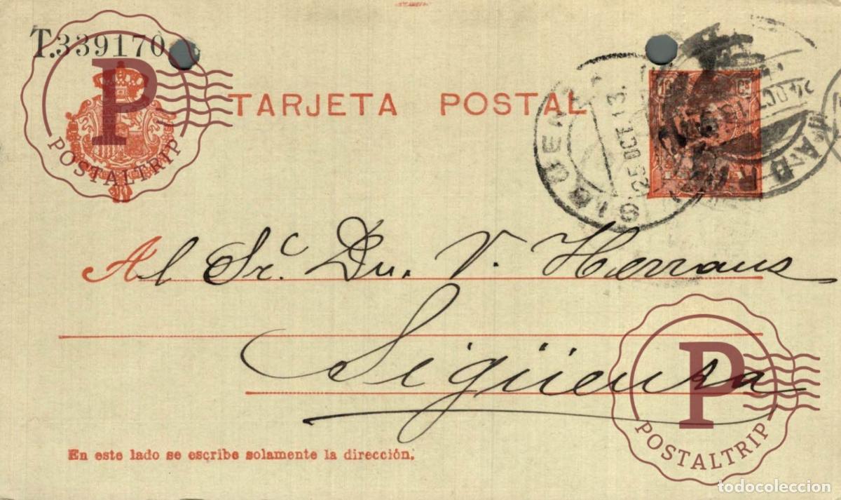 Sellos: ESPA&Ntilde;A. SPAIN. ENTERO POSTAL. TARJETA POSTAL. 1913. AGUJEROS PARTE SUPERIOR