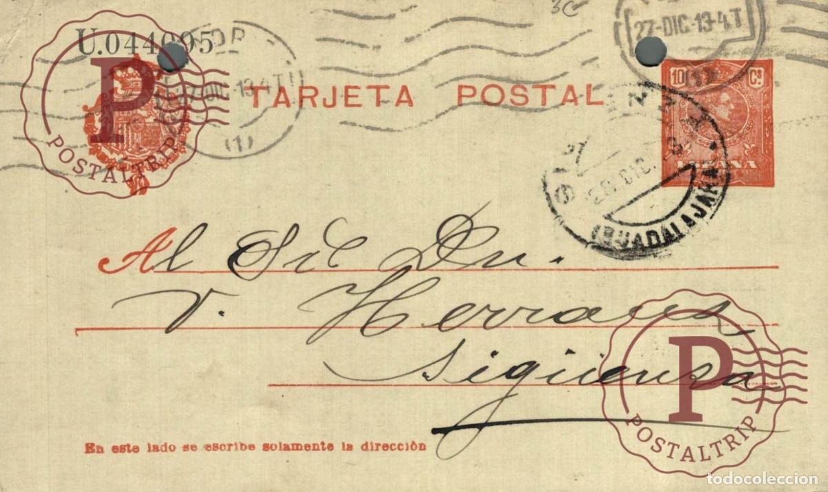 Sellos: ESPA&Ntilde;A. SPAIN. ENTERO POSTAL. TARJETA POSTAL. 1913. SINGUENZA