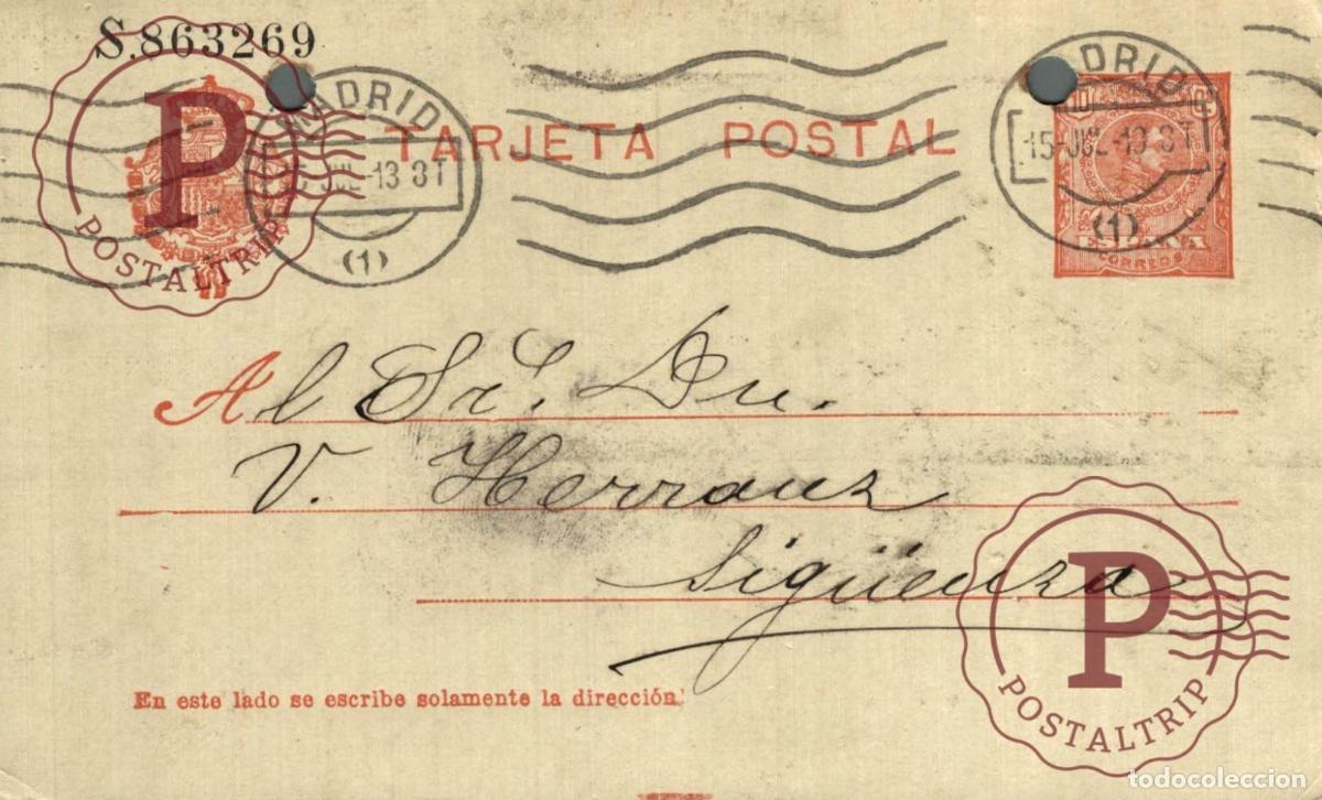 Sellos: ESPA&Ntilde;A. SPAIN. ENTERO POSTAL. TARJETA POSTAL. 1913. SIGUENZA