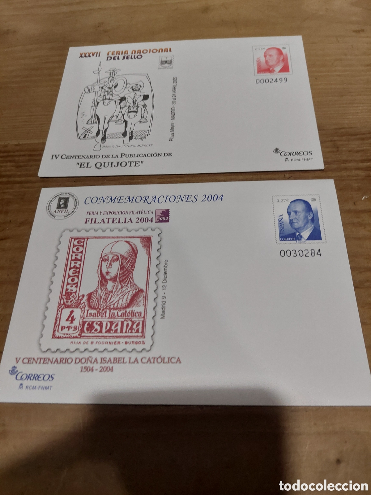 Selos: 2004 ESPA&Ntilde;A EDIFIL 91 ANFIL CONMEMORATIVAS 2004 SOBRES ENTERO POSTALES QUIJOTE/ ISABEL CAT&Oacute;LICA/
