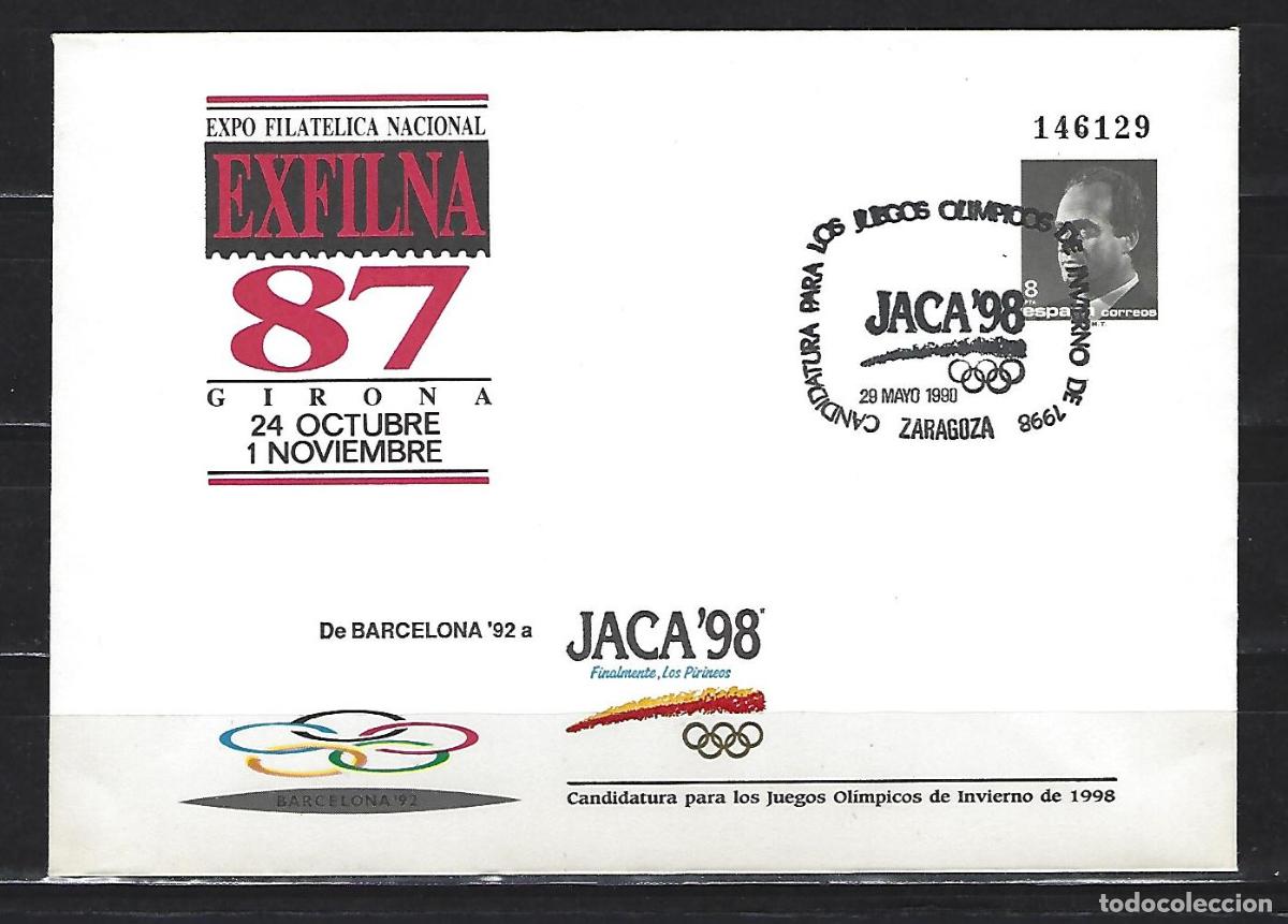 Sellos: SEP 10A ENTERO POSTAL EXFILNA 87 GERONA SOBREIMPRESION LIMITADA JACA 98 MATASELLADO FERIA.