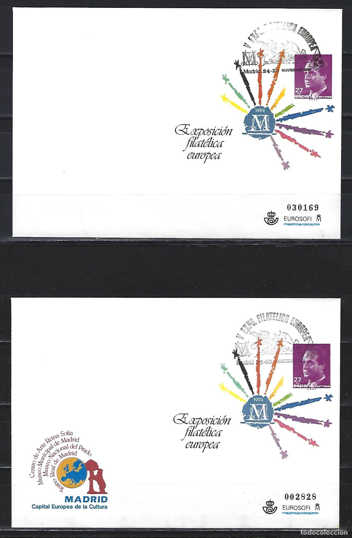 Sellos: SEP 17/18 ENTERO POSTAL EXPOSICION FILATELICA EUROPEA 1992 MADRID.MATASELLADO FERIA
