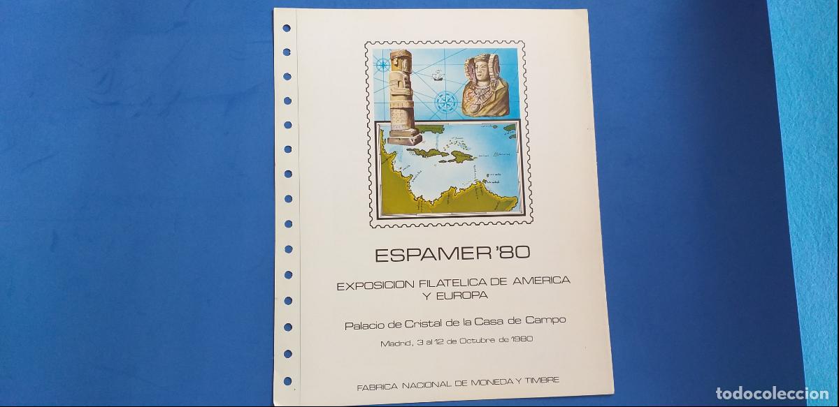 Sellos: DOCUMENTO FILATELICO. F.N.M.T. N&ordm;12. A&Ntilde;O 1980. ESPAMER-80. EXPOSICION FILAT&Eacute;LICA.AMERICA EUROPA