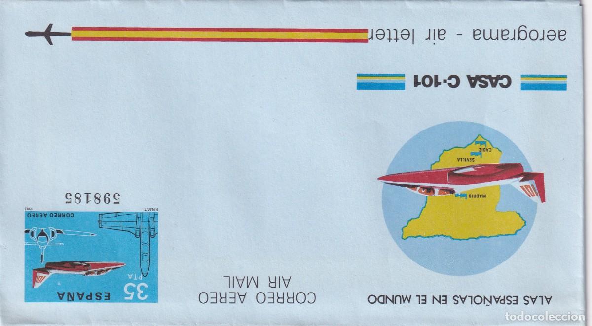 Sellos: Aerograma Espa&ntilde;a - Alas espa&ntilde;olas en el mundo - Casa C-101 - Correo a&eacute;reo - Air mail