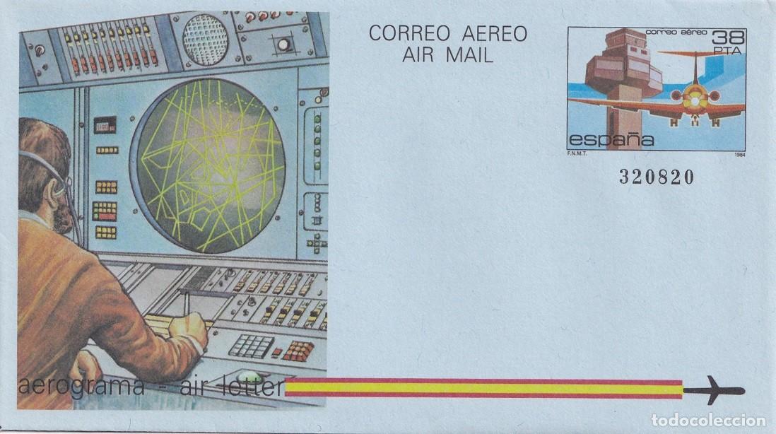 Sellos: Aerograma Espa&ntilde;a 1984 Edifil 208 - Torres de Control y Medios Auxiliares de Vuelo Aeropuerto Girona