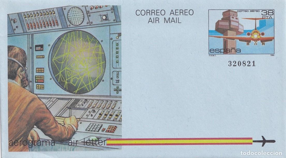 Stamps: Aerograma Espa&ntilde;a 1984 Edifil 208 - Torres de Control y Medios Auxiliares de Vuelo Aeropuerto Girona