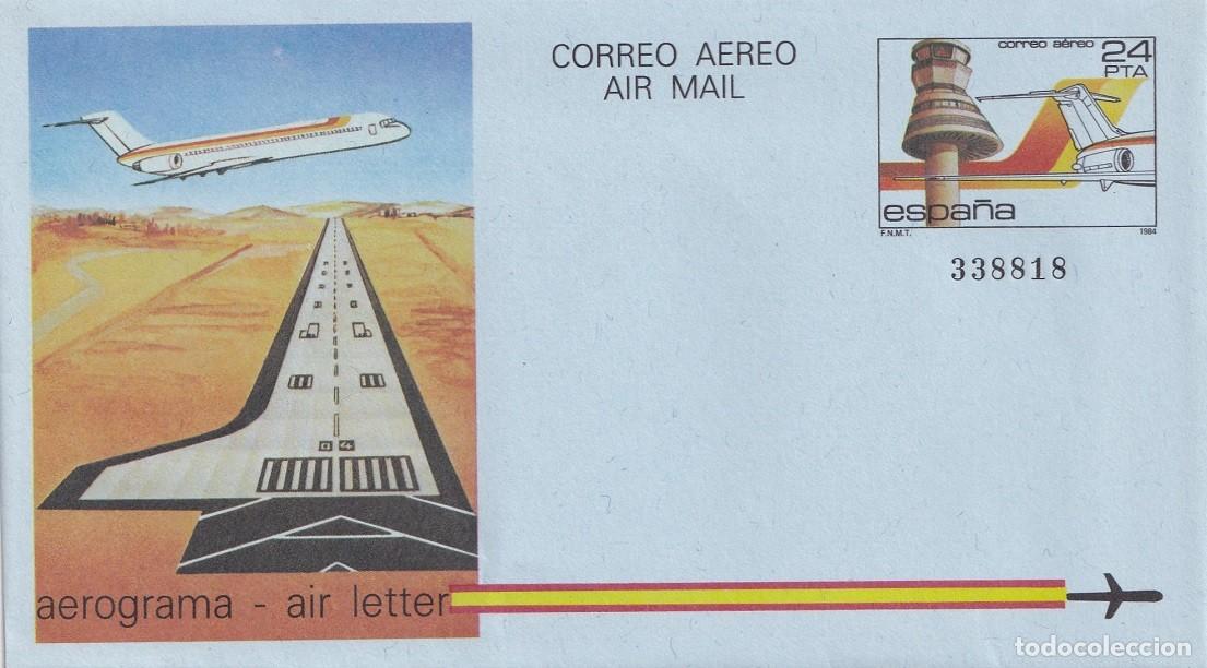 Sellos: Aerograma Espa&ntilde;a 1984 Edifil 206 Torres Control y Medios Auxiliares Vuelo Aeropuerto Vitoria Foronda