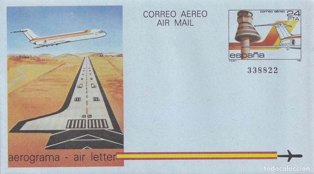 Sellos: Aerograma Espa&ntilde;a 1984 Edifil 206 Torres Control y Medios Auxiliares Vuelo Aeropuerto Vitoria Foronda
