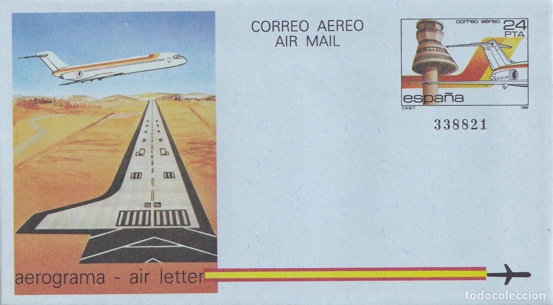 Sellos: Aerograma Espa&ntilde;a 1984 Edifil 206 Torres Control y Medios Auxiliares Vuelo Aeropuerto Vitoria Foronda